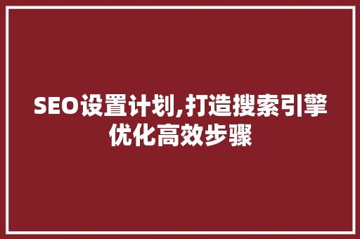 SEO设置计划,打造搜索引擎优化高效步骤