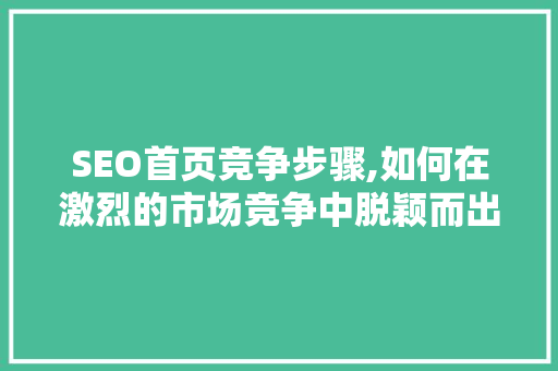 SEO首页竞争步骤,如何在激烈的市场竞争中脱颖而出