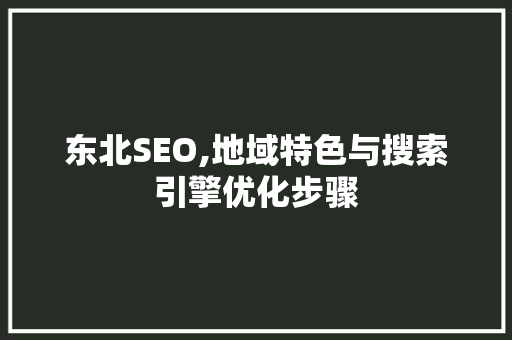 东北SEO,地域特色与搜索引擎优化步骤