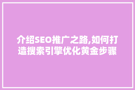 介绍SEO推广之路,如何打造搜索引擎优化黄金步骤
