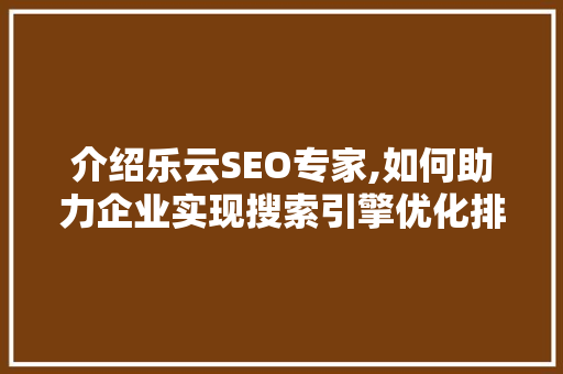 介绍乐云SEO专家,如何助力企业实现搜索引擎优化排名突破  第1张