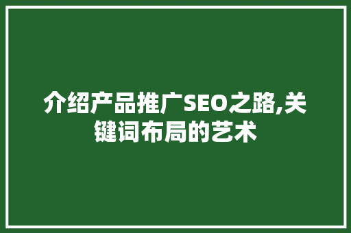 介绍产品推广SEO之路,关键词布局的艺术