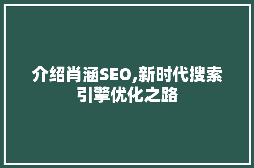 介绍肖涵SEO,新时代搜索引擎优化之路
