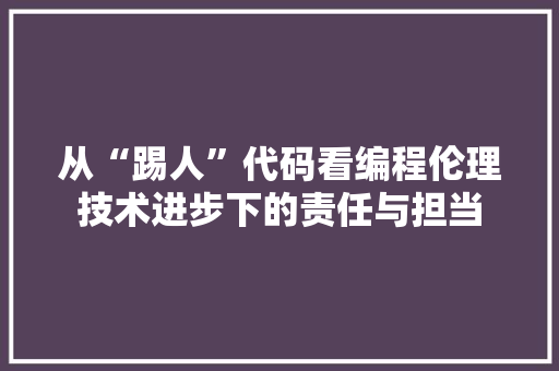 从“踢人”代码看编程伦理技术进步下的责任与担当