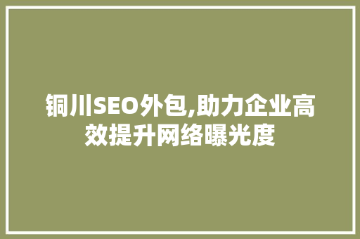 铜川SEO外包,助力企业高效提升网络曝光度