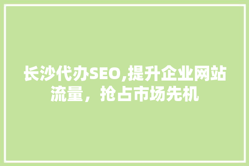 长沙代办SEO,提升企业网站流量，抢占市场先机