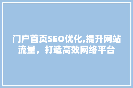 门户首页SEO优化,提升网站流量，打造高效网络平台