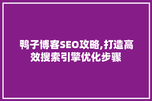 鸭子博客SEO攻略,打造高效搜索引擎优化步骤