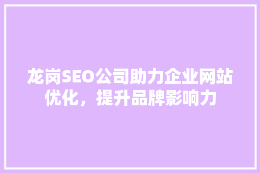龙岗SEO公司助力企业网站优化，提升品牌影响力