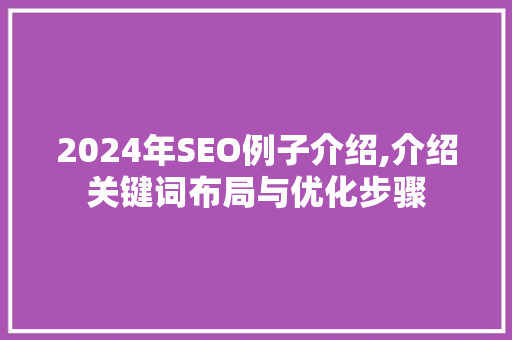 2024年SEO例子介绍,介绍关键词布局与优化步骤