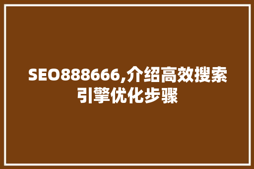 SEO888666,介绍高效搜索引擎优化步骤