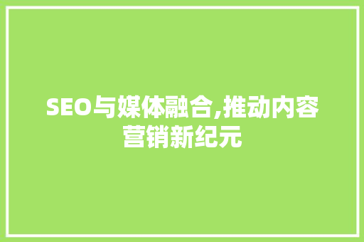 SEO与媒体融合,推动内容营销新纪元