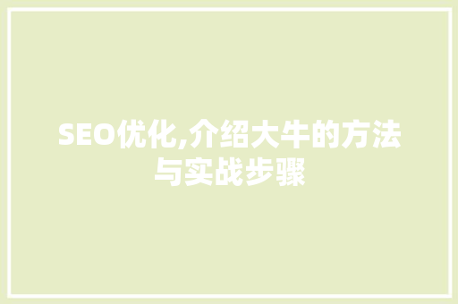 SEO优化,介绍大牛的方法与实战步骤
