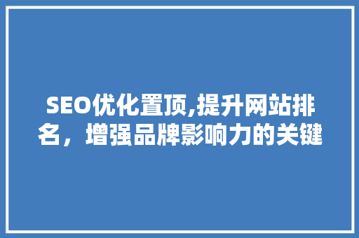 SEO优化置顶,提升网站排名，增强品牌影响力的关键步骤