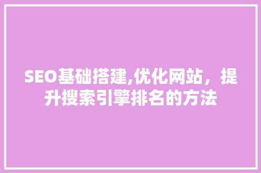SEO基础搭建,优化网站，提升搜索引擎排名的方法