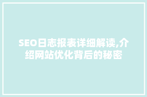 SEO日志报表详细解读,介绍网站优化背后的秘密