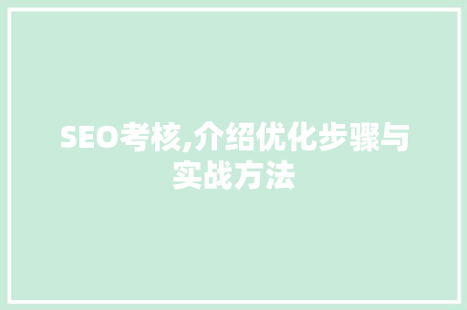 SEO考核,介绍优化步骤与实战方法