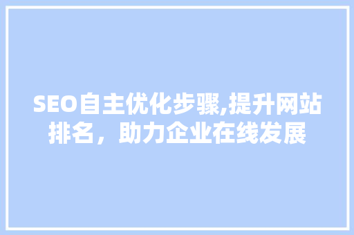SEO自主优化步骤,提升网站排名，助力企业在线发展