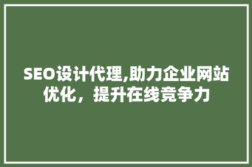 SEO设计代理,助力企业网站优化，提升在线竞争力
