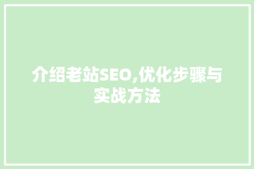 介绍老站SEO,优化步骤与实战方法