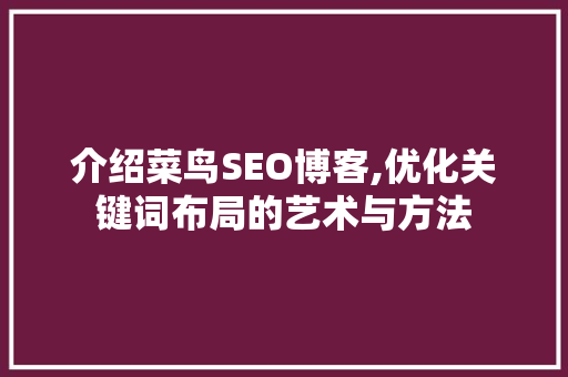 介绍菜鸟SEO博客,优化关键词布局的艺术与方法