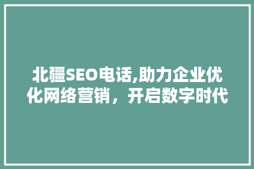 北疆SEO电话,助力企业优化网络营销，开启数字时代新篇章