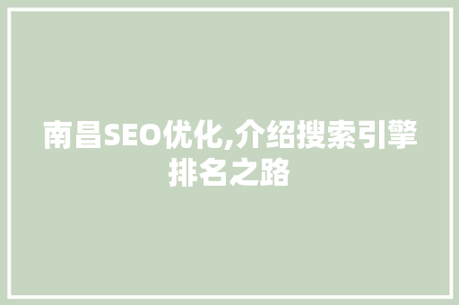 南昌SEO优化,介绍搜索引擎排名之路