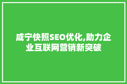 咸宁快照SEO优化,助力企业互联网营销新突破