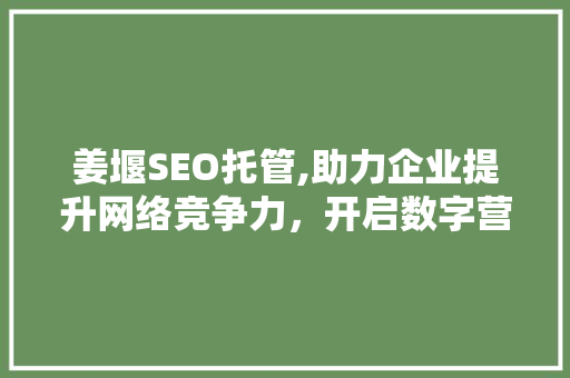 姜堰SEO托管,助力企业提升网络竞争力，开启数字营销新时代