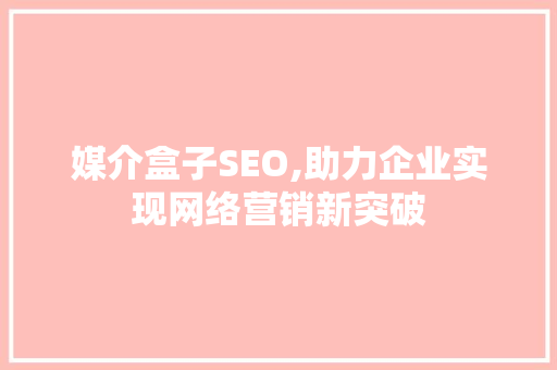媒介盒子SEO,助力企业实现网络营销新突破