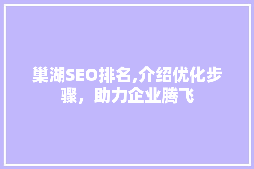 巢湖SEO排名,介绍优化步骤，助力企业腾飞