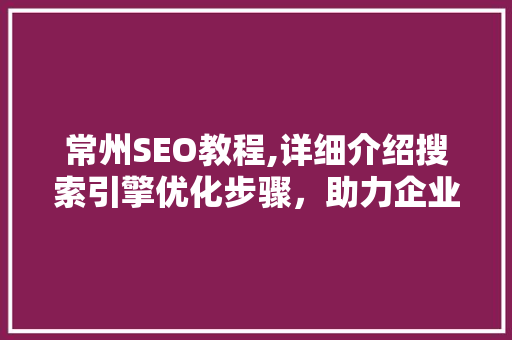 常州SEO教程,详细介绍搜索引擎优化步骤，助力企业线上崛起