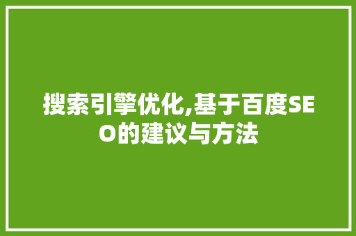 搜索引擎优化,基于百度SEO的建议与方法