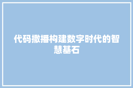 代码撒播构建数字时代的智慧基石