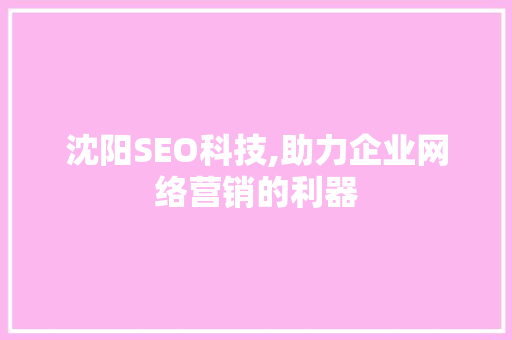沈阳SEO科技,助力企业网络营销的利器