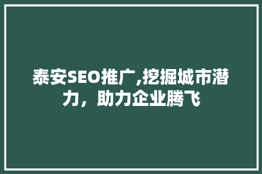 泰安SEO推广,挖掘城市潜力，助力企业腾飞