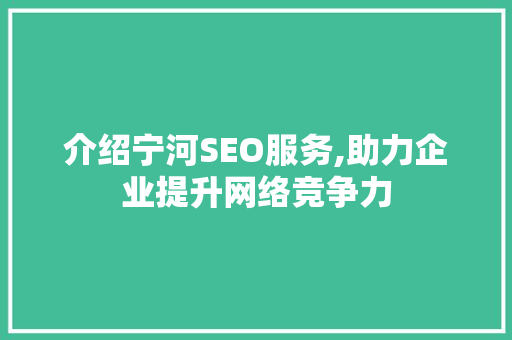 介绍宁河SEO服务,助力企业提升网络竞争力
