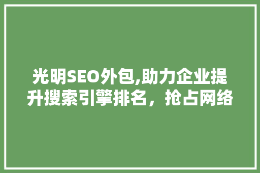 光明SEO外包,助力企业提升搜索引擎排名，抢占网络市场先机