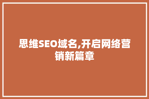 思维SEO域名,开启网络营销新篇章