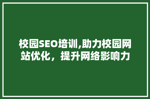 校园SEO培训,助力校园网站优化，提升网络影响力