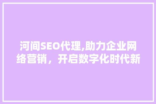 河间SEO代理,助力企业网络营销，开启数字化时代新篇章