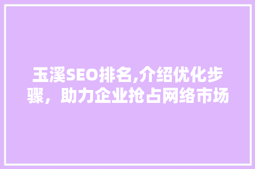 玉溪SEO排名,介绍优化步骤，助力企业抢占网络市场