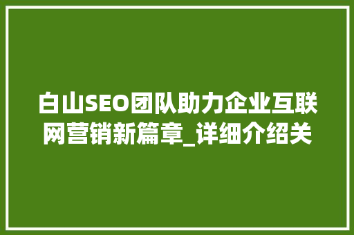 白山SEO团队助力企业互联网营销新篇章_详细介绍关键词布局步骤