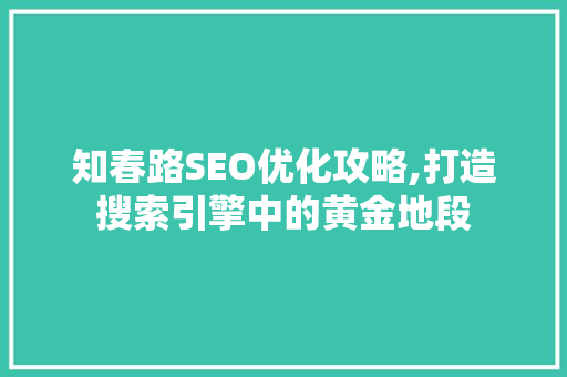 知春路SEO优化攻略,打造搜索引擎中的黄金地段