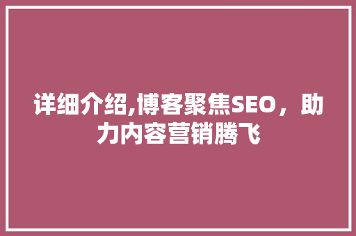详细介绍,博客聚焦SEO，助力内容营销腾飞