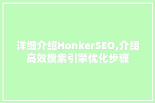 详细介绍HonkerSEO,介绍高效搜索引擎优化步骤