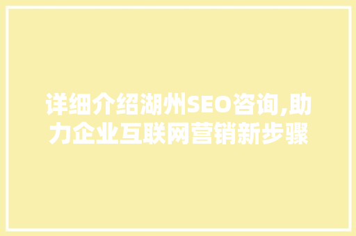 详细介绍湖州SEO咨询,助力企业互联网营销新步骤