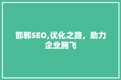 邯郸SEO,优化之路，助力企业腾飞