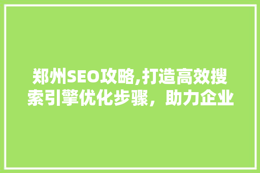 郑州SEO攻略,打造高效搜索引擎优化步骤，助力企业腾飞