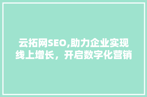 云拓网SEO,助力企业实现线上增长，开启数字化营销新篇章